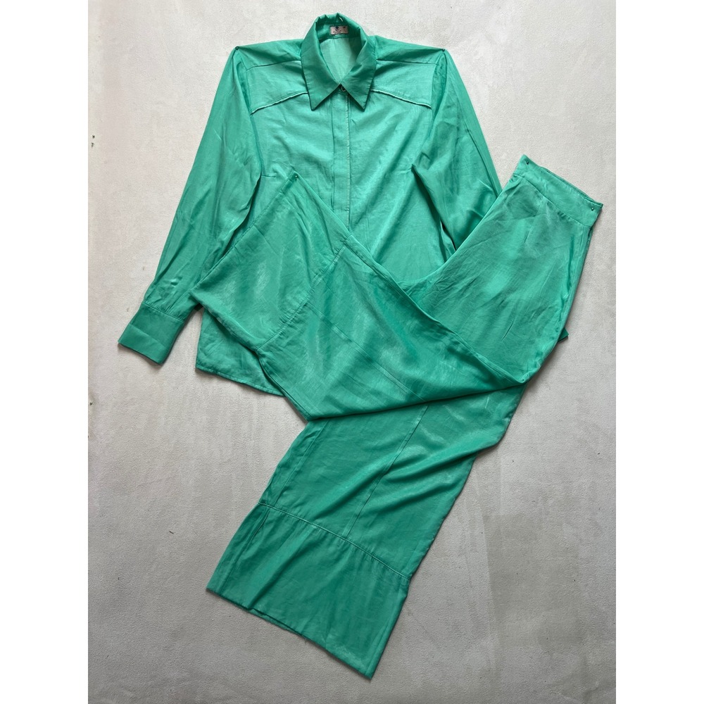 Closet Collection Green 2 Piece Set Shirt and Pants Made in Brazil Size M